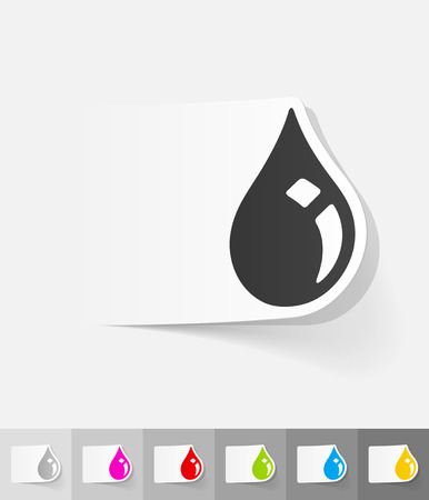 drop of oil paper sticker with shadow. Vector illustrationのイラスト素材