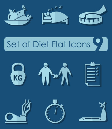 Set of diet flat icons for Web and Mobile Applicationsのイラスト素材