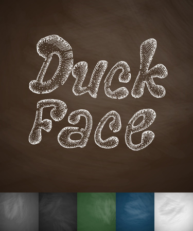 Duck face icon. Hand drawn vector illustration. Chalkboard Designのイラスト素材