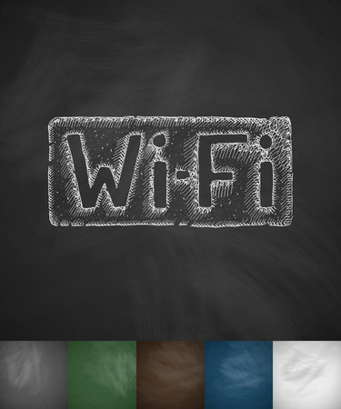 WiFi icon. Hand drawn vector illustration. Chalkboard Designのイラスト素材