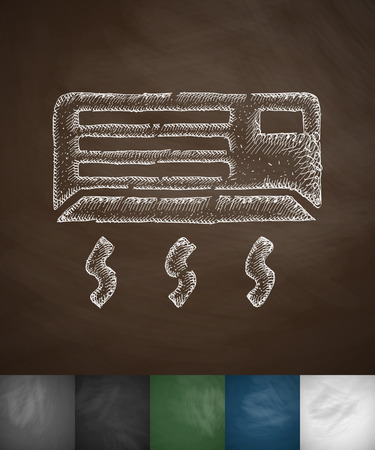 air conditioning icon. Hand drawn vector illustration. Chalkboard Designのイラスト素材