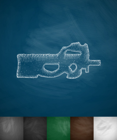 fire weapon icon. Hand drawn vector illustration. Chalkboard Designのイラスト素材