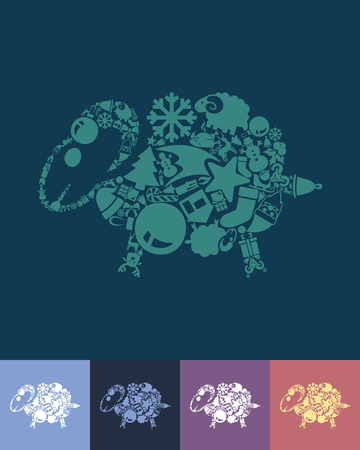 illustration of the sheep with icons compositionのイラスト素材