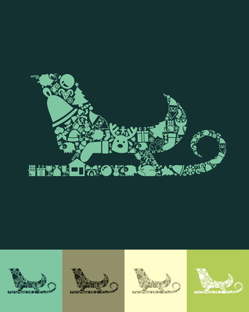 illustration of the sledge with icons compositionのイラスト素材