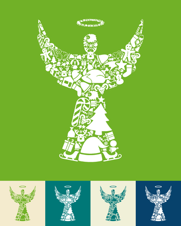 illustration of the angel with icons compositionのイラスト素材