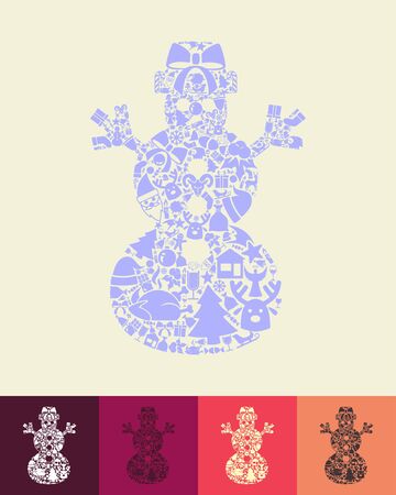 illustration of the christmas snowman with icons compositionのイラスト素材