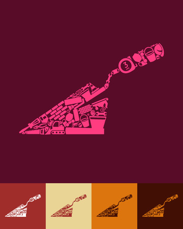 illustration of the trowel with icons compositionのイラスト素材