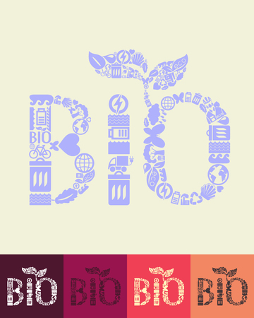 illustration of the bio sign with icons compositionのイラスト素材