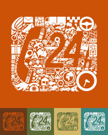 illustration of the support service  with icons compositionのイラスト素材