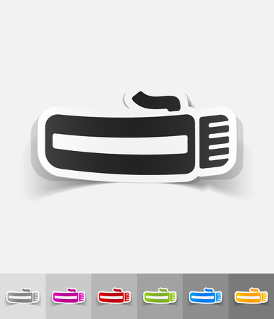 hairclipper paper sticker with shadow. Vector illustrationのイラスト素材