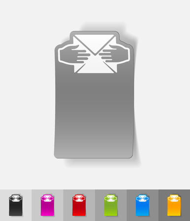 open here paper sticker with shadow. Vector illustrationのイラスト素材