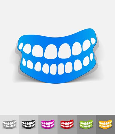 jaw paper sticker with shadow. Vector illustrationのイラスト素材