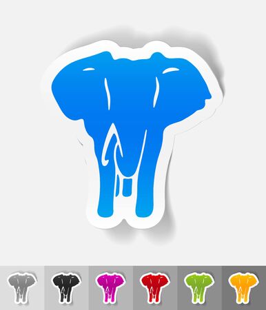 elephant paper sticker with shadow. Vector illustrationのイラスト素材