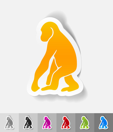 monkey paper sticker with shadow. Vector illustrationのイラスト素材