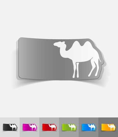 camel paper sticker with shadow. Vector illustrationのイラスト素材