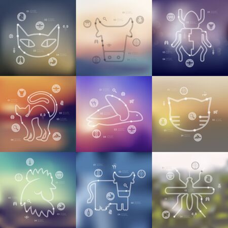 veterinary timeline presentations with blurred unfocused backgroundのイラスト素材
