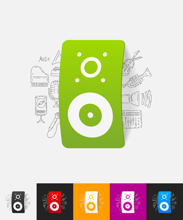 hand drawn simple elements with dynamic paper sticker shadowのイラスト素材