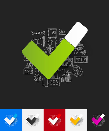 hand drawn simple elements with geometric paper sticker shadowのイラスト素材