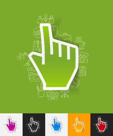 hand drawn simple elements with cursor paper sticker shadowのイラスト素材