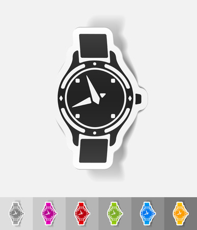 watch paper sticker with shadow. Vector illustrationのイラスト素材