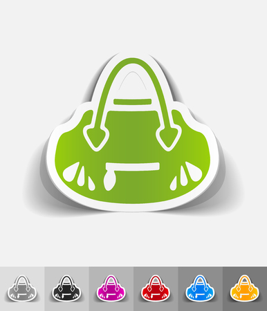handbag paper sticker with shadow. Vector illustrationのイラスト素材