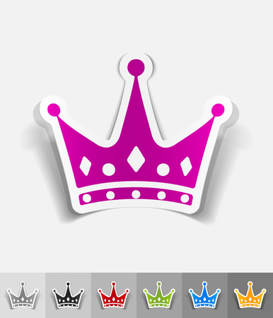 crown paper sticker with shadow. Vector illustrationのイラスト素材