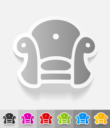 chair paper sticker with shadow. Vector illustrationのイラスト素材