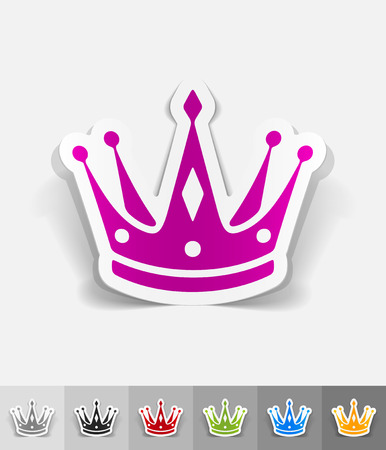 crown paper sticker with shadow. Vector illustrationのイラスト素材