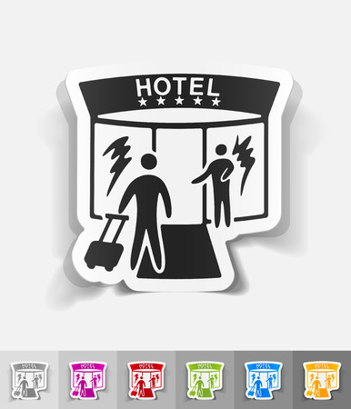 HOTEL paper sticker with shadow. Vector illustrationのイラスト素材