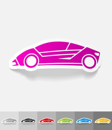 car paper sticker with shadow. Vector illustrationのイラスト素材
