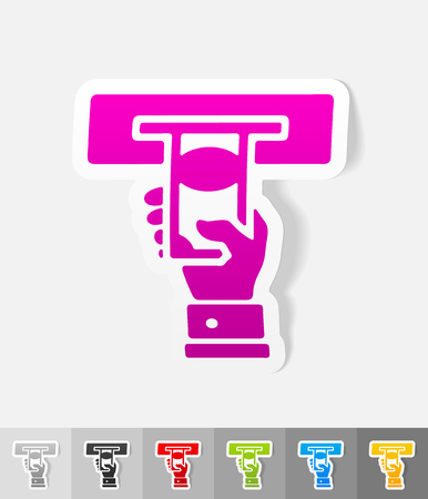 realistic design element. issuing or receiving money from an ATMのイラスト素材