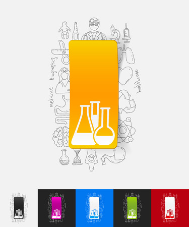 hand drawn simple elements with tube paper sticker shadowのイラスト素材