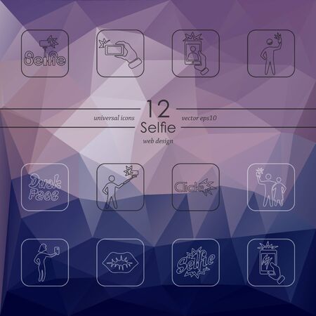 selfie modern icons for mobile interface on blurred backgroundのイラスト素材