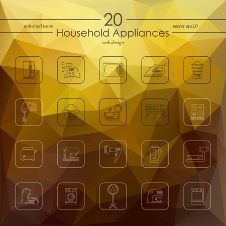 household appliances modern icons for mobile interface on blurred backgroundのイラスト素材