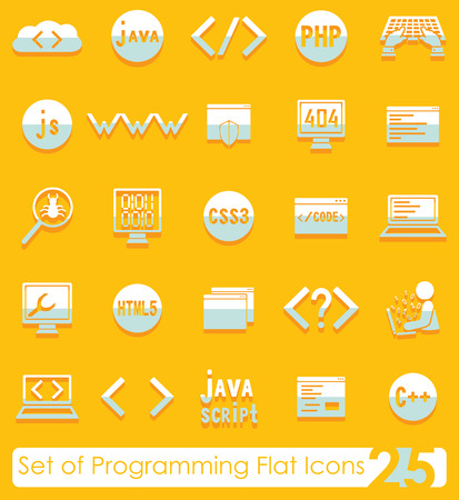 Set of programming flat icons for Web and Mobile Applicationsのイラスト素材