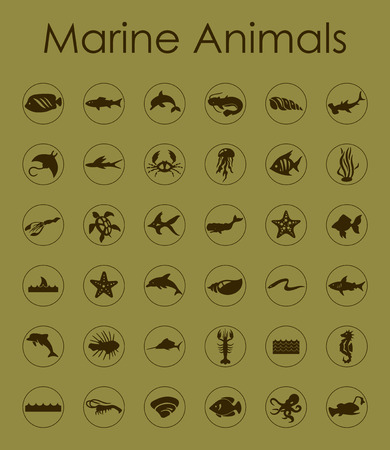 It is a set of marine animals simple web iconsのイラスト素材