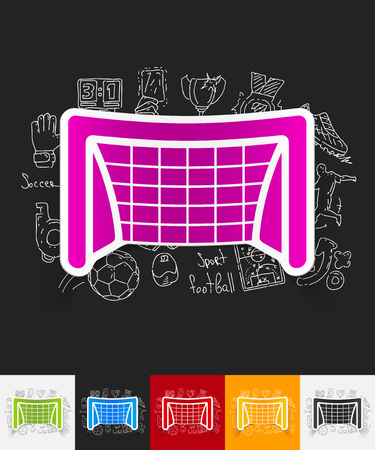 hand drawn simple elements with gate paper sticker shadowのイラスト素材