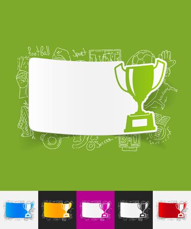 hand drawn simple elements with winner paper sticker shadowのイラスト素材