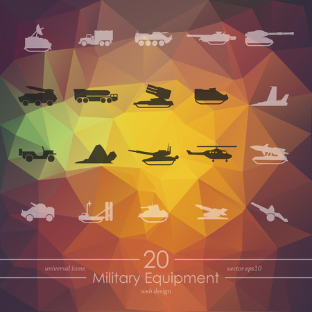 military equipment modern icons for mobile interface on blurred backgroundのイラスト素材