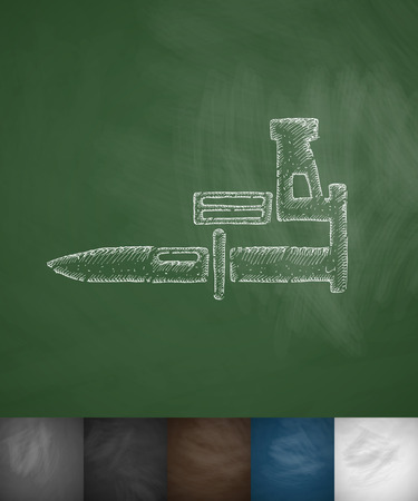 bayonet knife icon. Hand drawn vector illustration. Chalkboard Designのイラスト素材