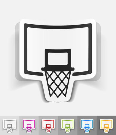 basketball hoop paper sticker with shadow. Vector illustrationのイラスト素材