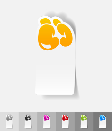 boxing gloves paper sticker with shadow. Vector illustrationのイラスト素材
