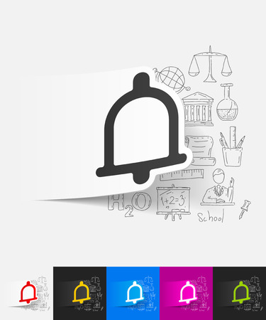hand drawn simple elements with bell paper sticker shadowのイラスト素材
