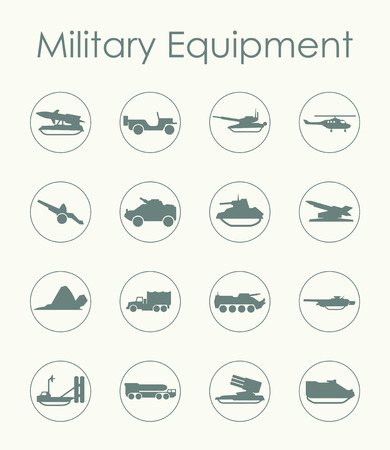 It is a set of military equipment simple web iconsのイラスト素材