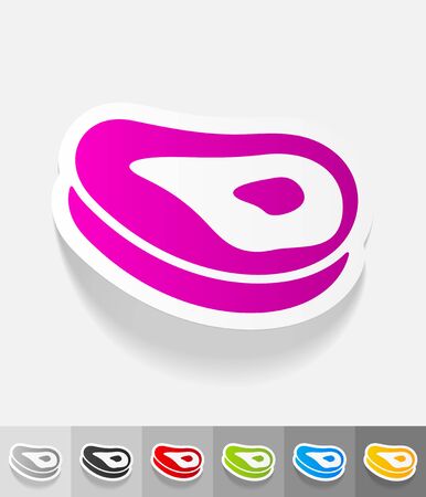 steak paper sticker with shadow. Vector illustrationのイラスト素材