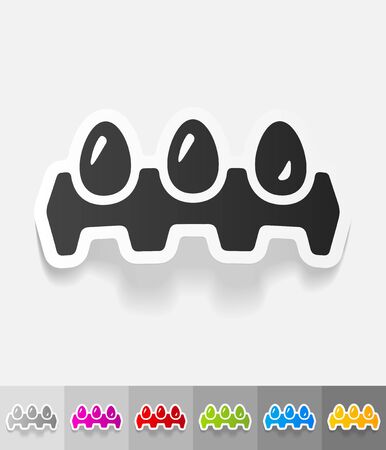 tray of eggs paper sticker with shadow. Vector illustrationのイラスト素材