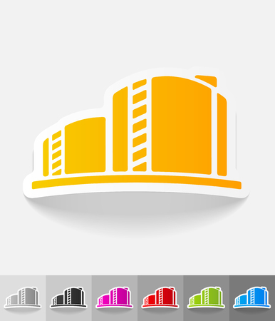 oil towers paper sticker with shadow. Vector illustrationのイラスト素材