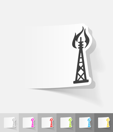 oil derrick paper sticker with shadow. Vector illustrationのイラスト素材