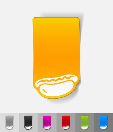 hot dog paper sticker with shadow. Vector illustrationのイラスト素材
