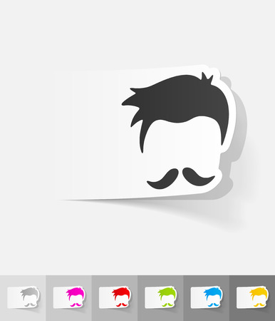 hairstyle and mustache paper sticker with shadow. のイラスト素材